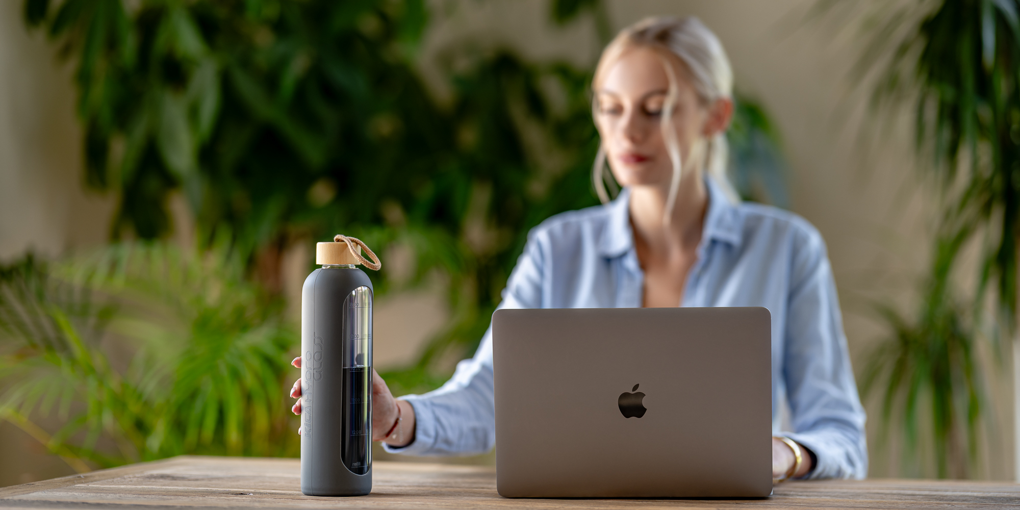 Butelka szklana KiCA Hydro Glass 1000 ml - szara
